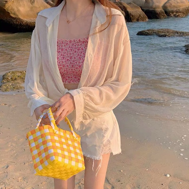 Áo Sơ Mi Nữ Voan Mỏng Khoác Ngoài Đi Biển Đi Chơi Siêu Xinh 6 Màu (ẢNH THẬT+VIDEO) | BigBuy360 - bigbuy360.vn