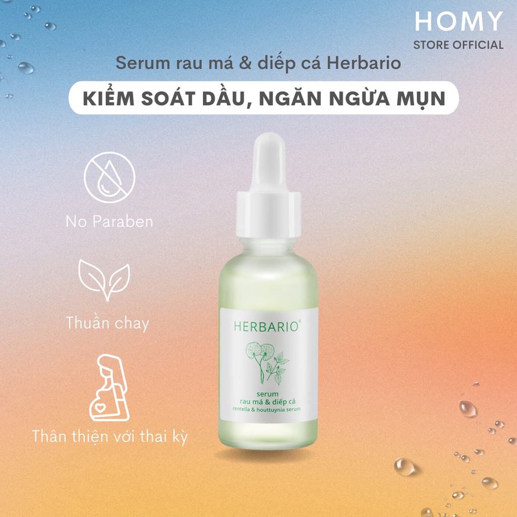 Serum sạch mụn sáng da từ rau má diếp cá Herbario 30ml
