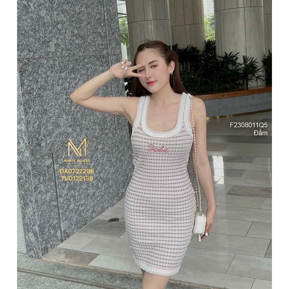 Đầm body tăm ngực thêu chữ barbie sát nách hàng QC!