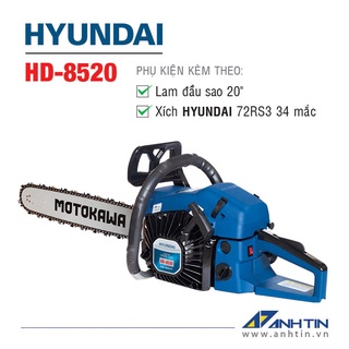 Máy cưa xích hyundai hd-8520 | 3.0hp | lam 20'', xích hyundai 34 mắc