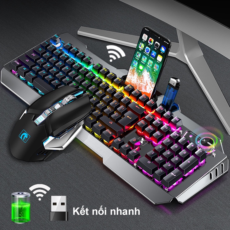 Bộ bàn phím Chuột máy tính | Siêu phẩm K670 RGB Hót Kết nối Không Dây | LED 16 Màu | Sạc Nhanh Cho Chuột Và Bàn Phím