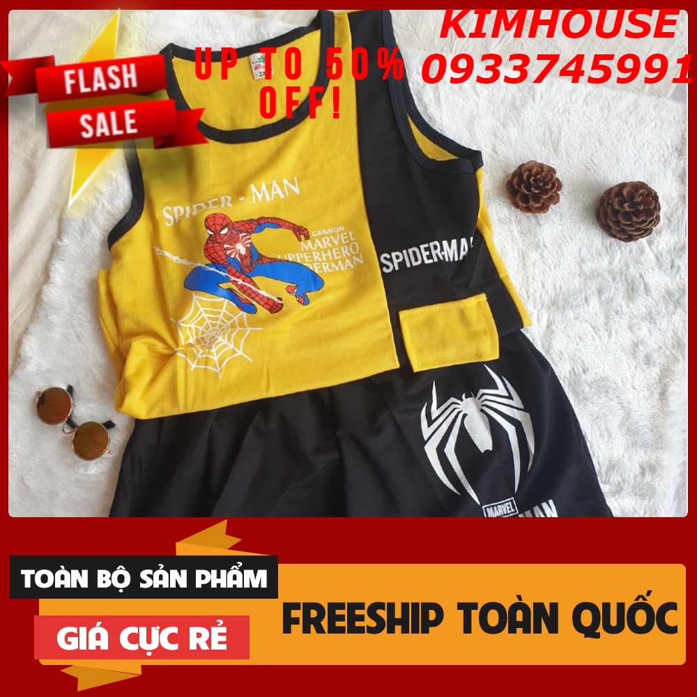 FREESHIP !!! Bộ ba lỗ bé trai siêu nhân 18-31kg. Chất liệu cotton đũi mềm mịn, thoáng mát SHOP-THỜI TRANG-T.R.Ẻ E.M