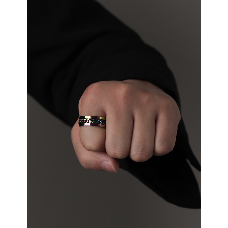 Nhẫn khui bia ánh lửa xích xoay titan đeo đôi cặp nam nữ tình yêu