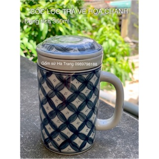 Cốc lọc trà gốm sứ Bát Tràng cao cấp vẽ thủ công hoạ tiết hoa chanh