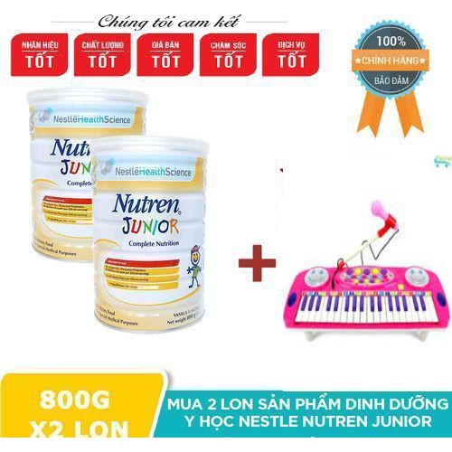 [Date 2022] BỘ 2 LON Sữa bột Nutren Junior 800g dành cho trẻ suy dinh dưỡng