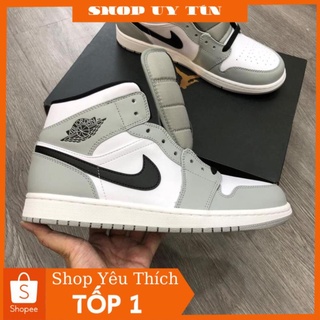 Giày jordan 1 xám cao cổ full box bill- dây phụ