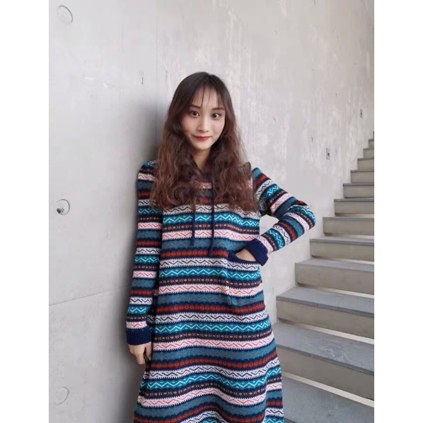 Váy len mũ có túi xinh xắn mặc đi làm đi chơi ấm áp