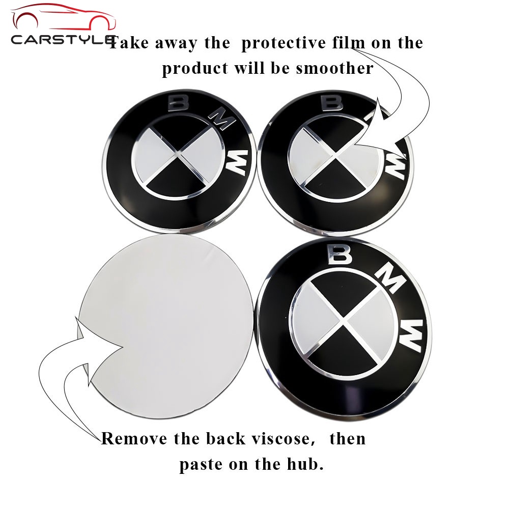 Bộ 4 nút hình logo tròn 56mm cho trang trí mâm bánh xe BMW M Power Alpina AC Hamann Hartge