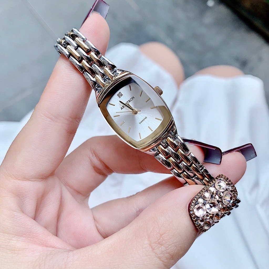 Đồng Hồ nữ AR 75/5195SVTT mặt chữ nhật  case 21mm