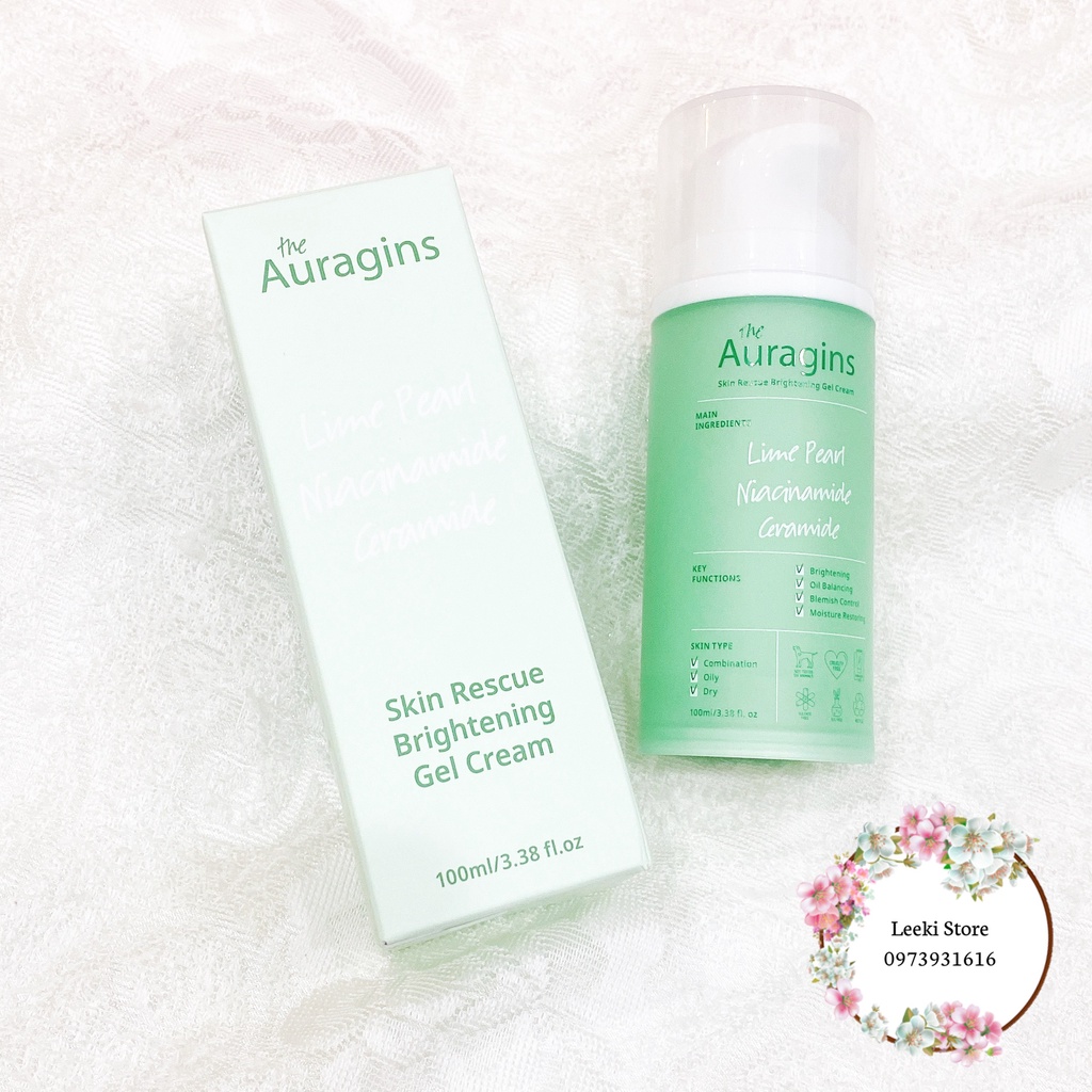 Gel dưỡng ẩm ngừa mụn, giảm thâm The Auragins Skin Rescue Brightening Gel Cream 100ml