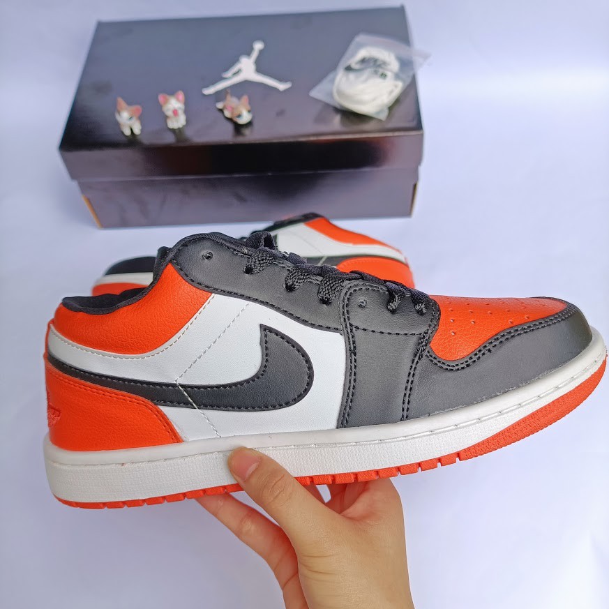 Giày Sneaker JD 1 màu cam đen Thấp cổ nam nữ full box bill