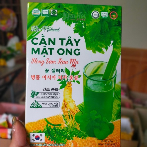 Cần tây mật ong hồng sâm rau má, hộp 15 gói