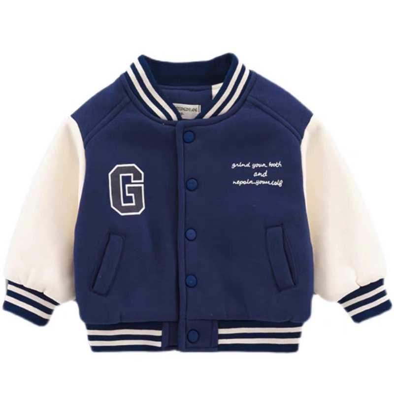 ÁO KHOÁC BOMBER CHỮ G CỔ VIỀN CHO BÉ