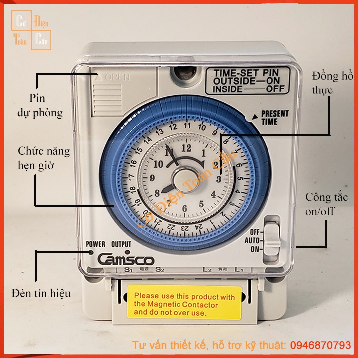 Timer 24H, công tắc thời gian, Bộ Hẹn Giờ Camso TB-35N TB35N