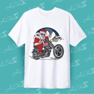 [ FREE SHIP ] Áo thun in hình ÔNG GIÀ NOEL MOTO - May Dây Cổ Cao Cấp (Có Hình Thật)