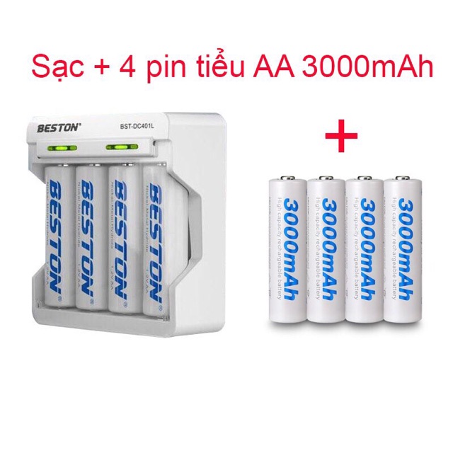 Sạc nhanh Beston 401L - C9009 pin tiểu AA Pin đũa AAA Kèm Pin Sạc - Bh 1 tháng - Chính hãng rẻ nhất