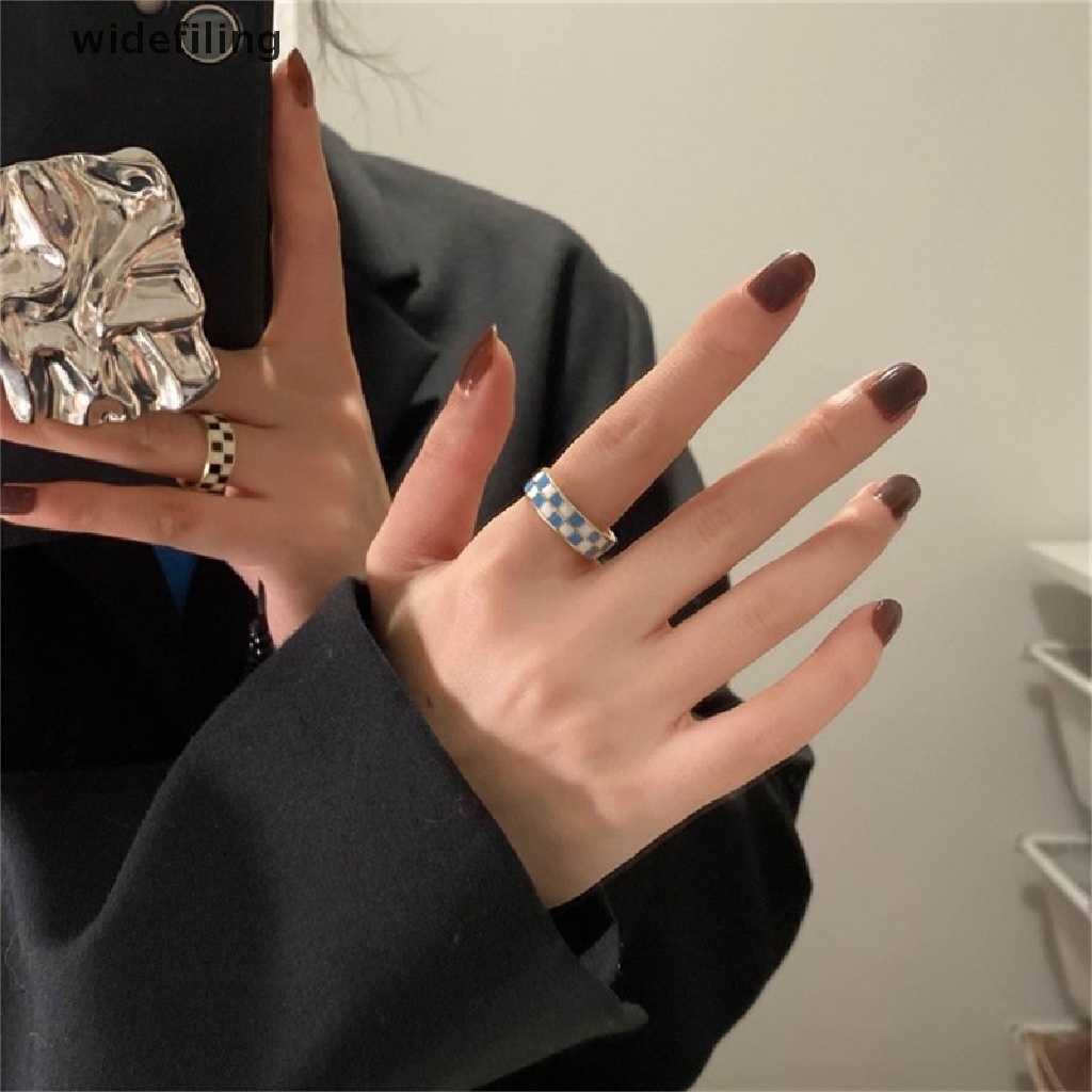 Nhẫn Hở Họa Tiết Caro Phong Cách Hip Hop Thời Trang Cho Nữ