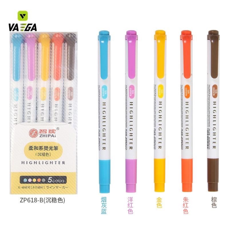 Set Bút Màu 5 CÂY/ 25 CÂY BÚT HIGHLIGHT ĐÁNH DẤU 2 ĐẦU ZHIPAI DUPE Zebra MILDLINER TAKE NOTES BULLET JOURNAL