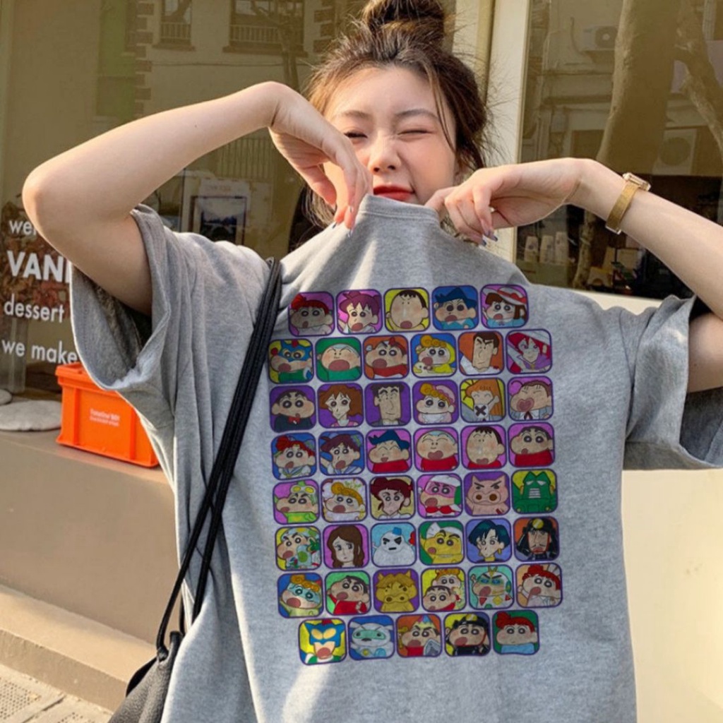 Áo Thun Tay Ngắn In Hình Cậu Bé Bút Chì Dễ Thương Phong Cách Nhật Bản