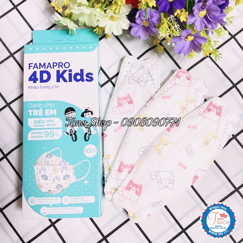 Set 50 cái khẩu trang KF94 trẻ em 4D Fampro Nam Anh - mix đủ màu