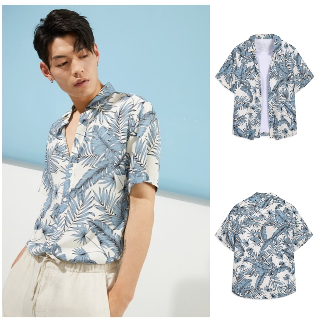 Áo Sơ Mi Nam Hè Cổ V HAWAI Du Lịch Biển Thời Trang Trẻ Trung Năng Động, Lụa Chéo Thoải Mái Hoạt Động Bãi Biển Mã MT2002