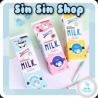 Bóp Viết - Hộp Bút Hình Hộp Sữa Hoạt Hình Dễ Thương