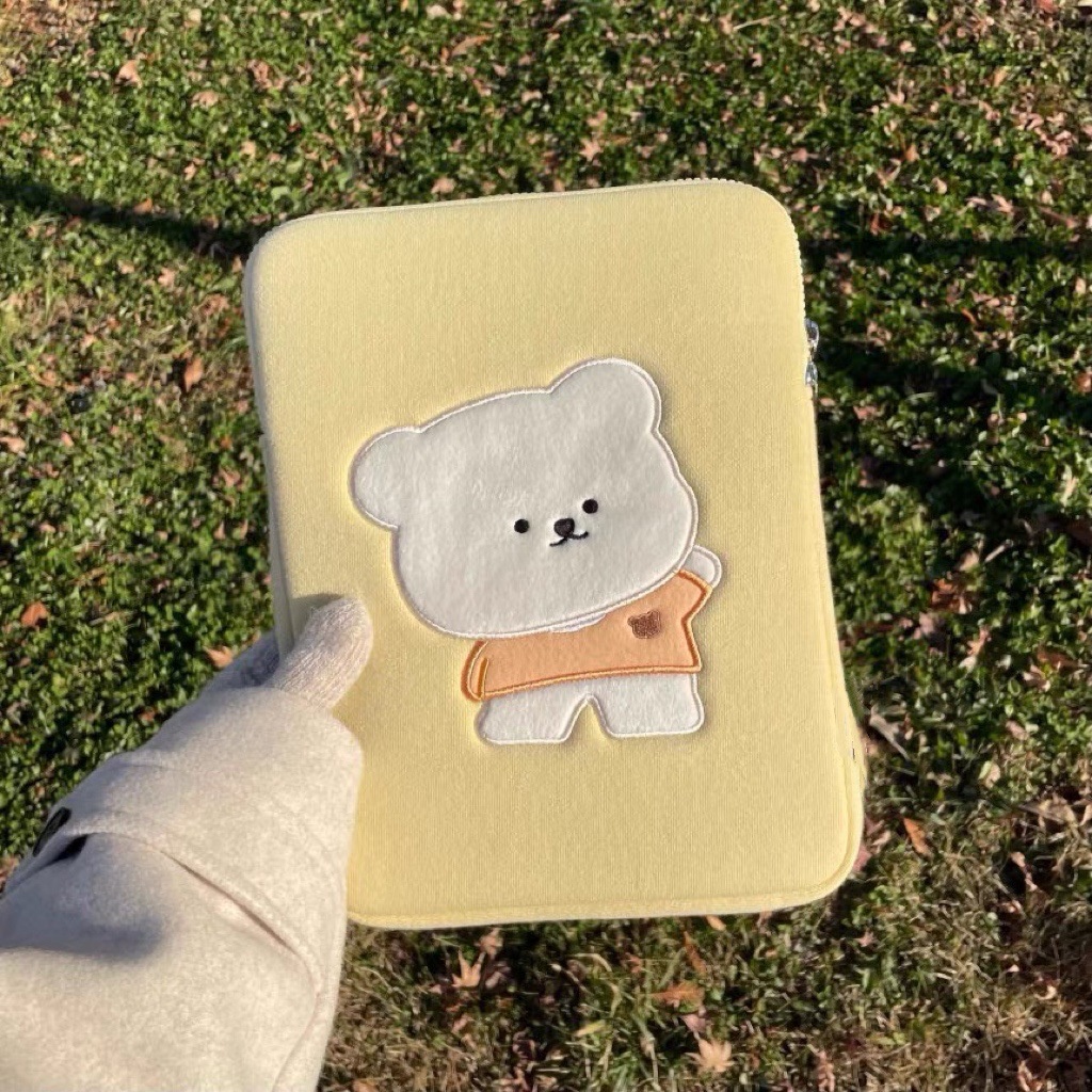 Túi đựng laptop/máy tính bảng 10/11/13/14/15.6 inch thêu hình gấu dễ thương