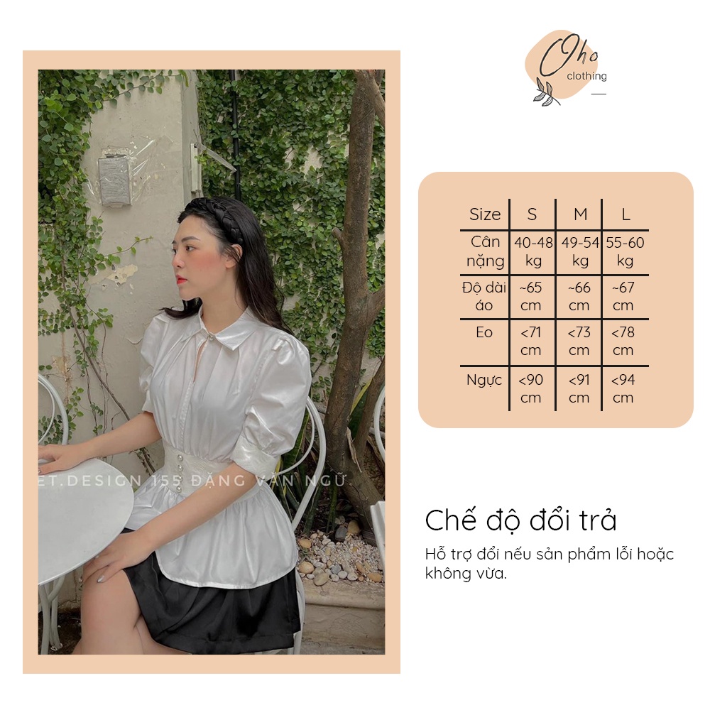 Áo sơ mi công sở nữ ngắn tay đai eo chất lụa thô thoáng mát, sơ mi kiểu Hàn Quốc đi làm VENUSA | BigBuy360 - bigbuy360.vn