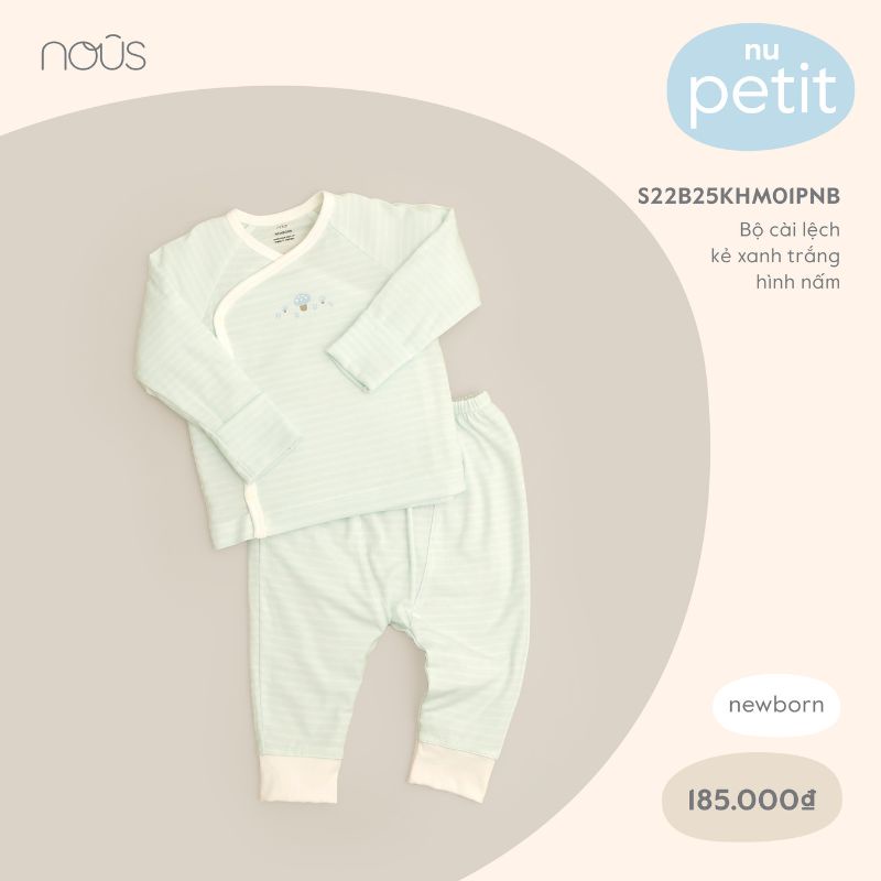 Bộ Quần Áo Cài Lệch Sơ Sinh Cho Bé Nous - Chất Liệu Petit Bé Trai Bé Gái