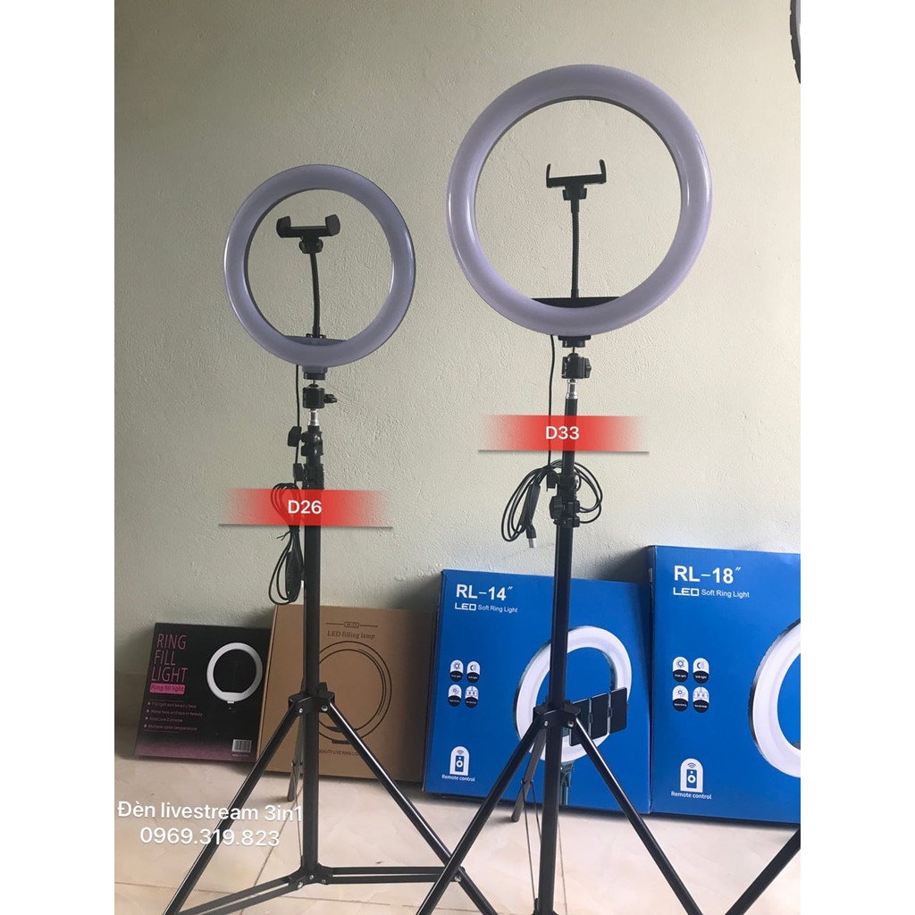 Đèn Livestream Chụp Ảnh, Make Up, Đèn Livestream Bán Hàng + Kẹp đt + Chân 2m1