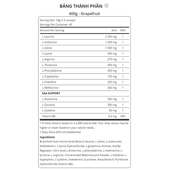 Ostrovit EAA - Hỗ Trợ Phát Triển Cơ Bắp, hộp 400g, 40 Lần Dùng