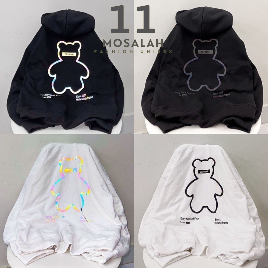 Áo hoodie gấu phản quang nam nữ bông form rộng cao cấp. mo2 | BigBuy360 - bigbuy360.vn