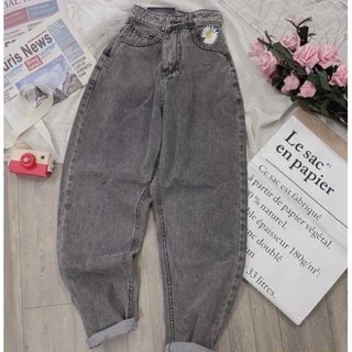 Quần baggy jean nữ thêu hoa cúc chất vải đẹp F09