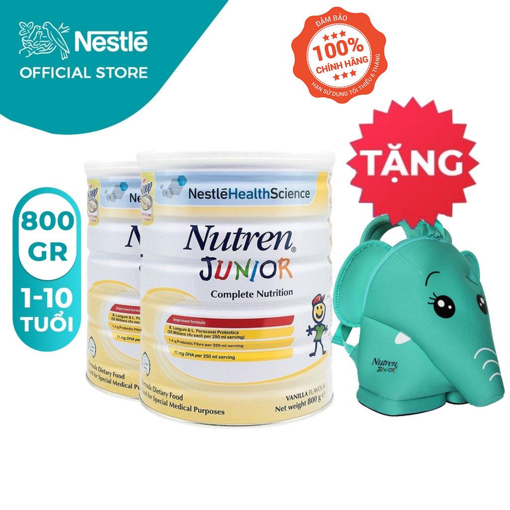 [Tặng 1 Balo con voi xanh] Combo 2 lon Sữa bột Nutren Junior 800g/lon