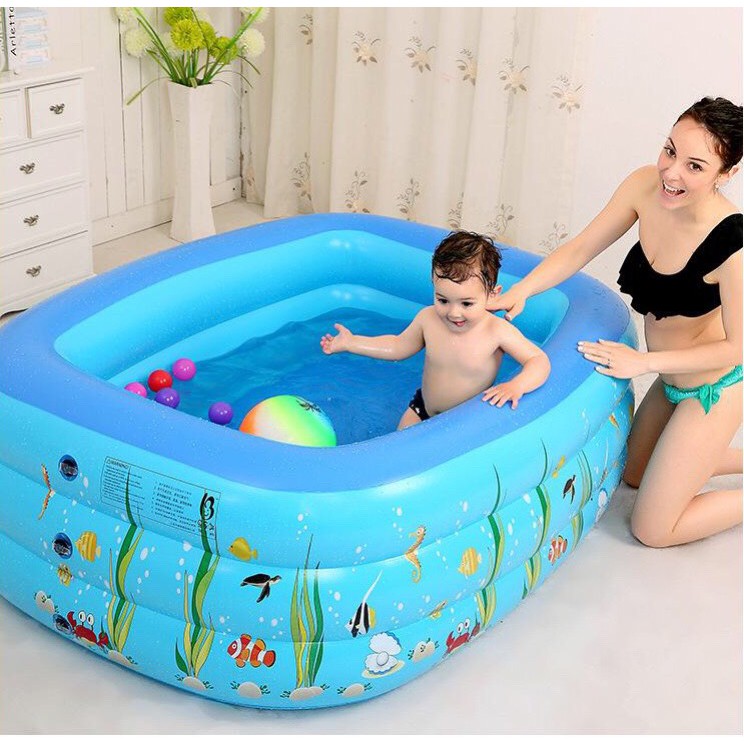 [Tặng 50 Bóng nước] Bể phao 1m20 loại dày 2 tầng tặng kèm miếng vá - bể bơi cho bé - Baby Toys