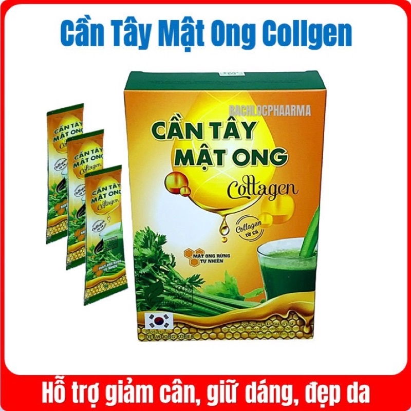 Bột cần tây sấy hoa mật ong Collagen 60g (15 gói x 4g) giúp giữ dáng, đẹp da detox cơ thế