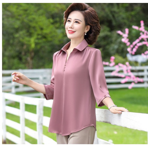 Áo Sơ Mi Nữ Tay Lỡ Trung Niên Đẹp Lịch Sự SM08 - Hàng Quảng Châu Cao Cấp