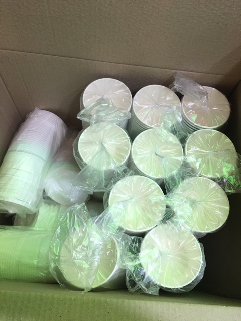 100 cốc giấy kèm nắp 12oz