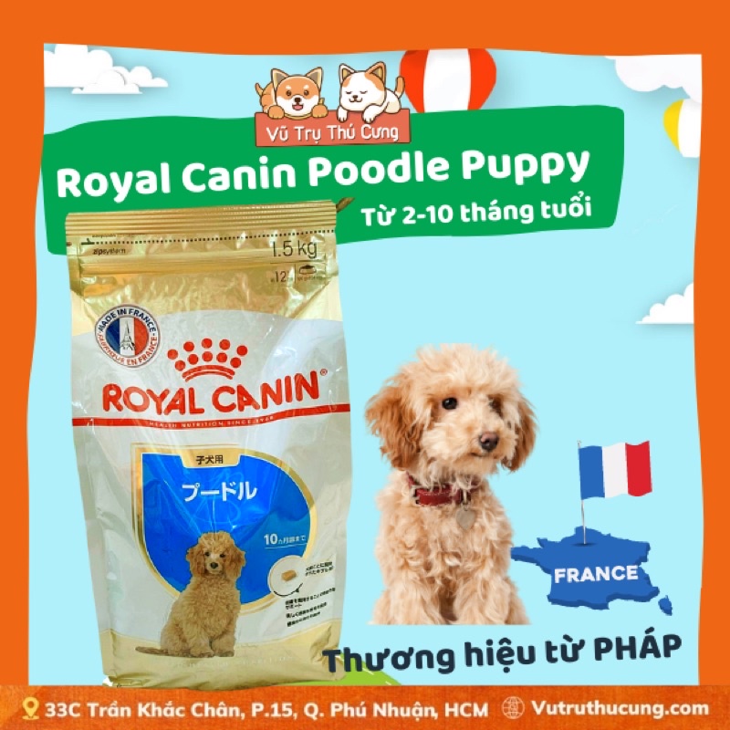 Thức ăn hạt Royal Canin Poodle Puppy, dành cho chó Poodle chó con từ 2-10 tháng tuổi, 1,5Kg ơi