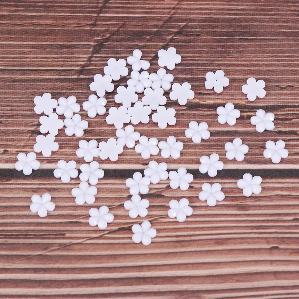 [Hàng mới về] Set 100/ 500 hạt nhựa resin mini kiểu hoa trắng dễ thương để trang trí móng tay nghệ thuật