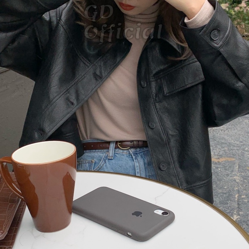 K9|Áo khoác da PU nữ hàn quốc croptop retro ngắn, dài tay có túi đi làm, đi học gd_order