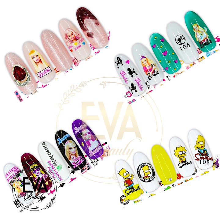 Decal Dán Móng Tay 3D Nail Sticker Hoạ Tiết Hoạt Hình Búp Bê Barbie Fashion EB107