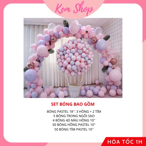 Set bóng trang trí tông pastel nhẹ nhàng đẹp mắt - Kem Shop K