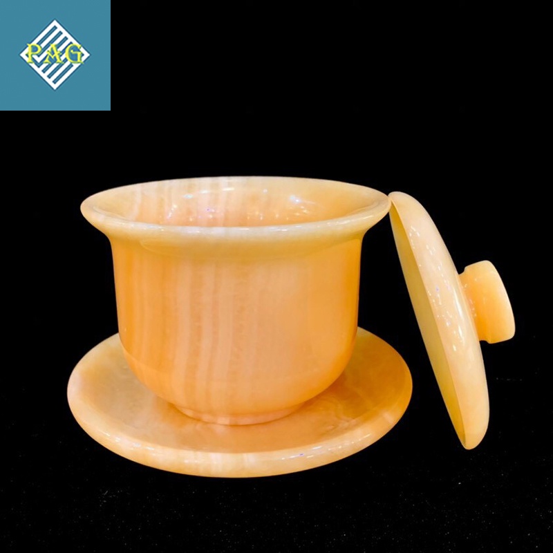 Chén Ngọc Onyx Marble, Chén Uống Trà - Vật Phẩm Phong Thuỷ Trang Trí, Làm Quà Tặng