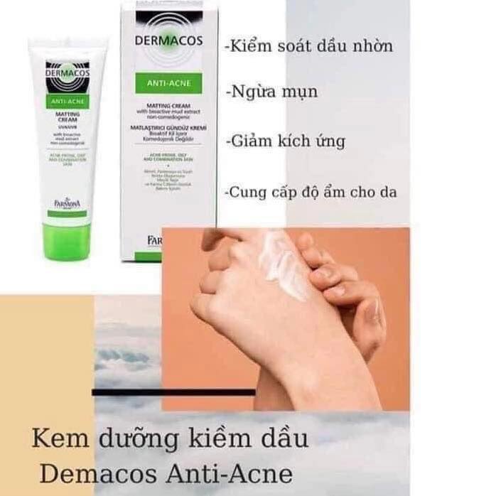 Kem Dưỡng Dermacos Anti Acne Matting Cream Kem Dưỡng Da Kiềm Dầu 50ml