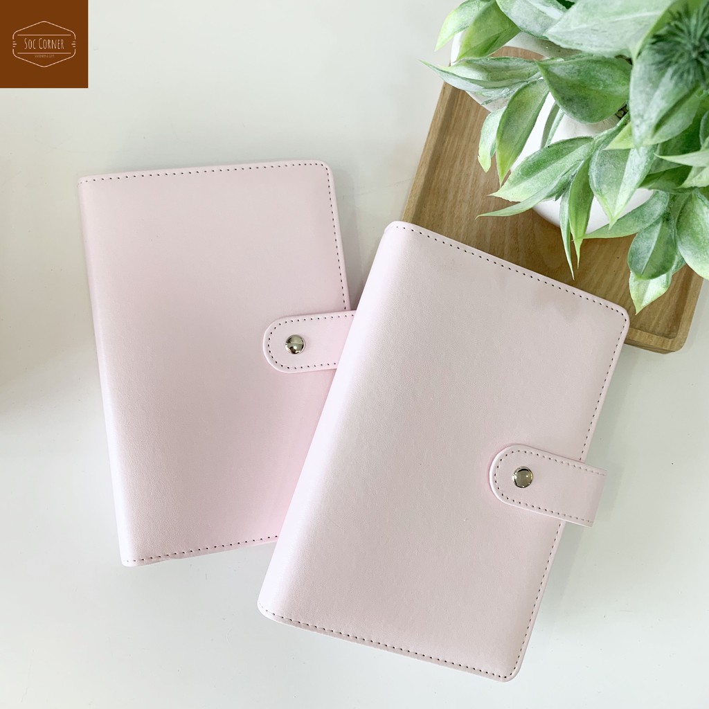 Sổ da PU Planner size A6 nắp gài bấm mạ