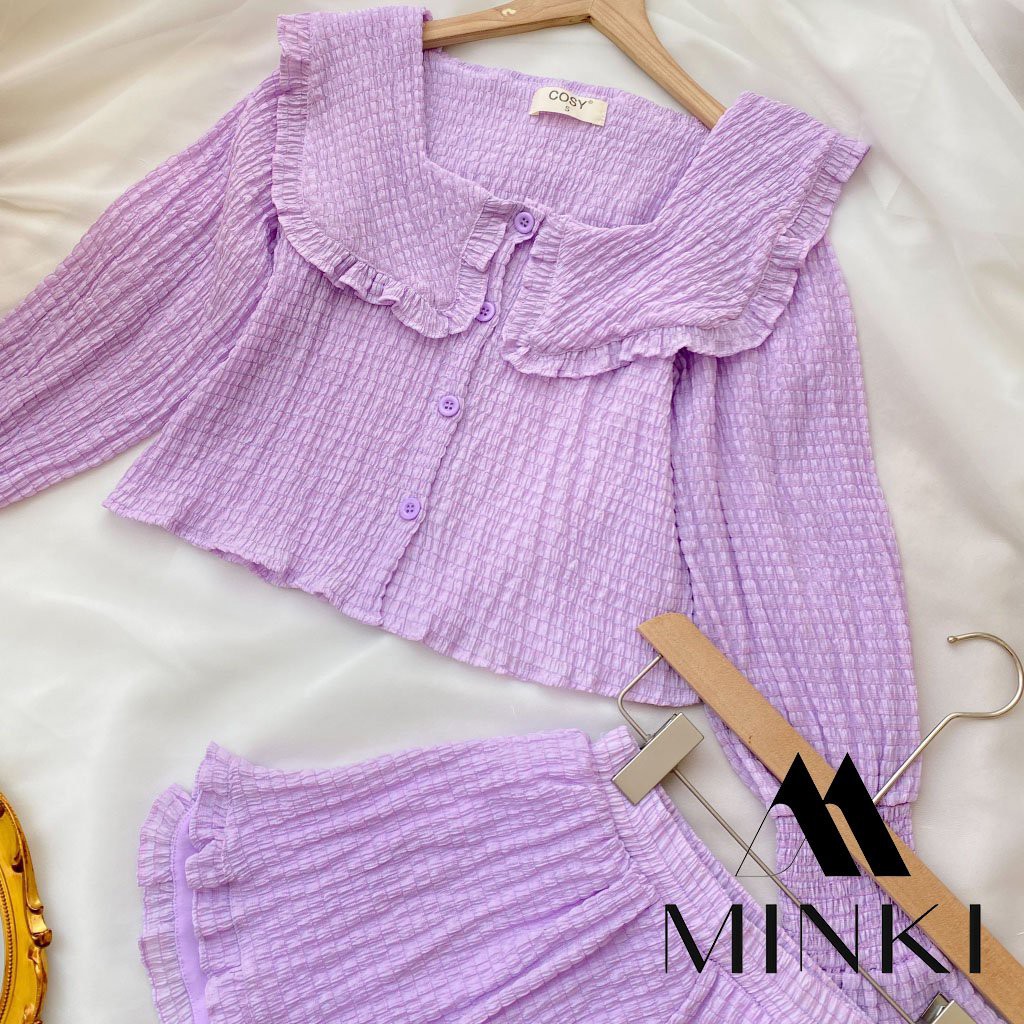 SET BỘ ÁO VÀ QUẦN SOOC VẢI NHÚN MỀM - CHẤT LIỆU NHẬP KHẨU - MÀU TÍM/TRẮNG/XANH | BigBuy360 - bigbuy360.vn