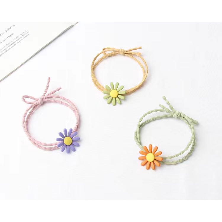 Dây Cột Tóc Cao Su Co Giãn Đính Hoa Cúc Nhỏ Xinh