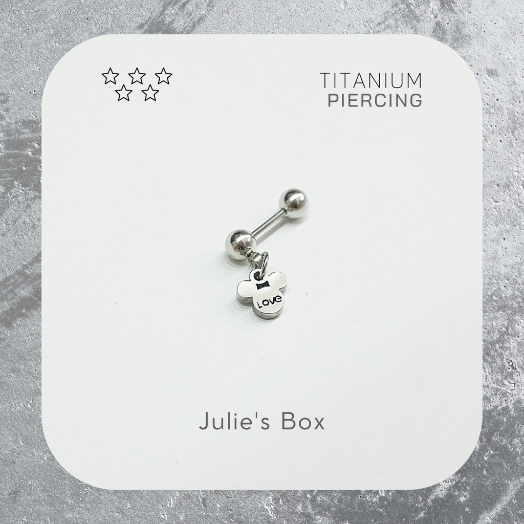 [1 Chiếc] Khuyên Tai Titan Unisex Có Charm Chuột Mickey Bi Tròn Không Gỉ Sét Không Ngứa Bông Tai Julies Box 66