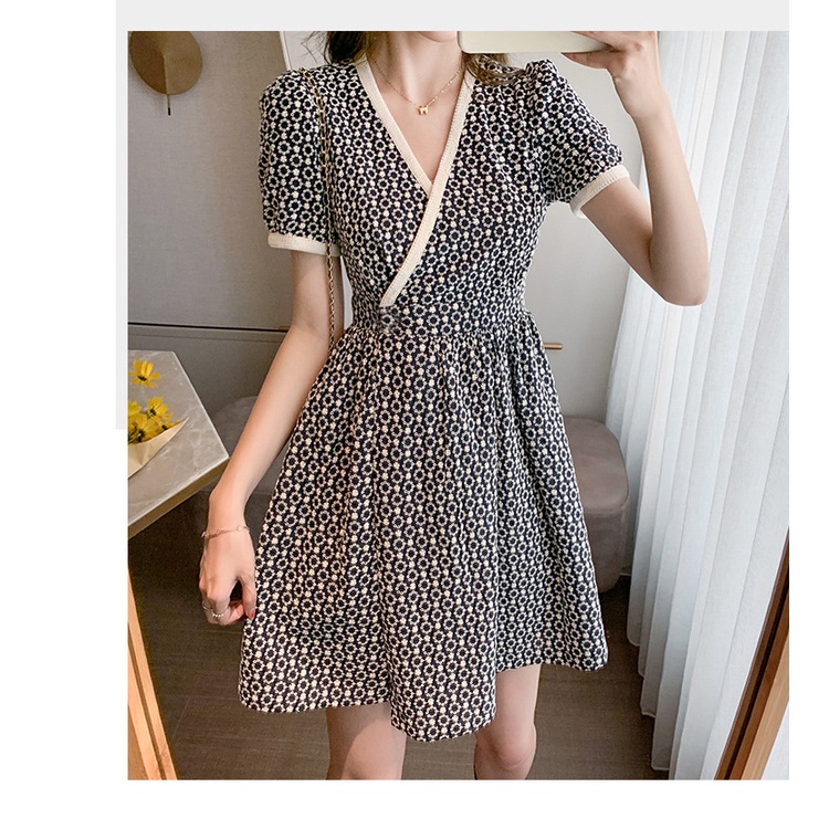 Đầm Hoa Cổ Chữ V Thời Trang Mùa Hè Dành Cho Nữ